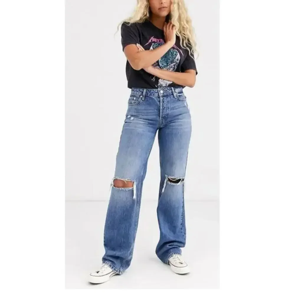 We The Free‎ Wild Flower High Rise Distressed Jeans Size 26 Button Fly